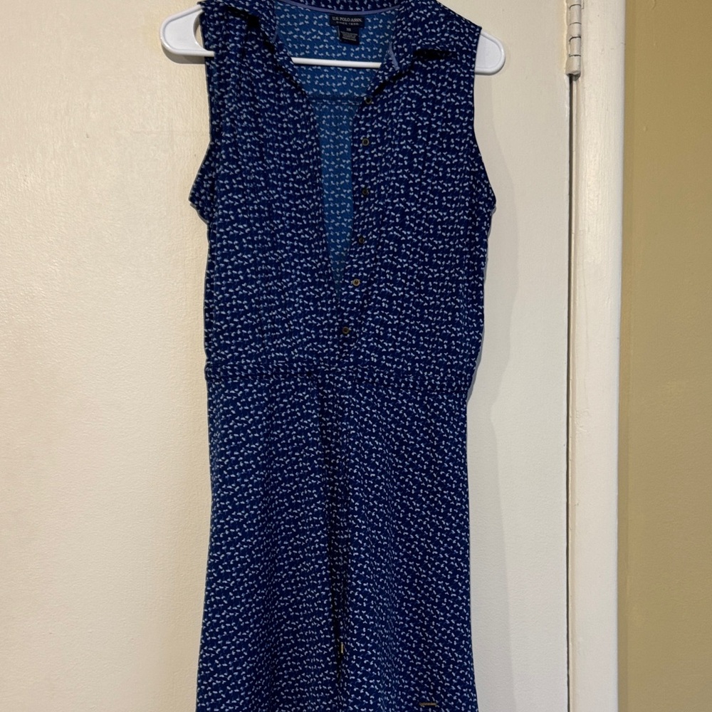 U.S. Polo Assn. Blue Patterned Midi Dress